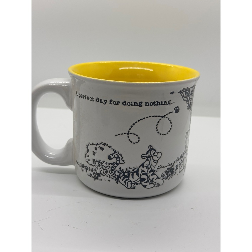 Disney Winnie the Pooh Zrike Brands Mug Yellow White Sketch Eeyore Tigger Piglet